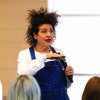 Adriana Trigiani speaking at the ‘Your Origins and Your Stories’ writing workshop on November 14.