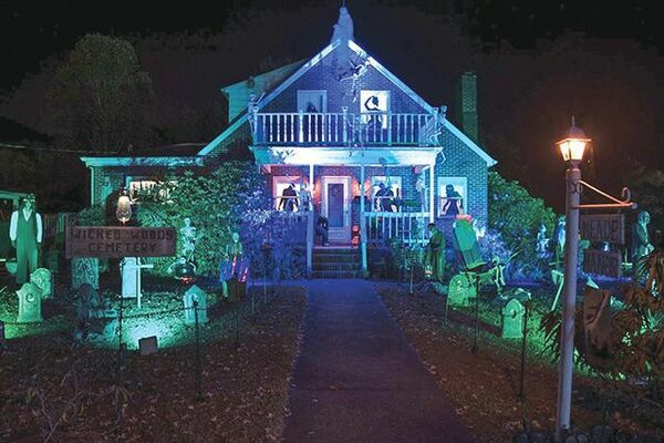 This was the Meades’ Halloween 2019 display. Each year, hundreds of people flock to see it and get some treats.  KED MEADE PHOTO