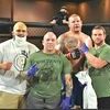 Coeburn’s Chandler Cole (left) and former ETSU football star and Pennington Gap native, Brandon Calhoun (third from left) were victorious in their matches at MMA Showcase 13. SUBMITTED PHOTO